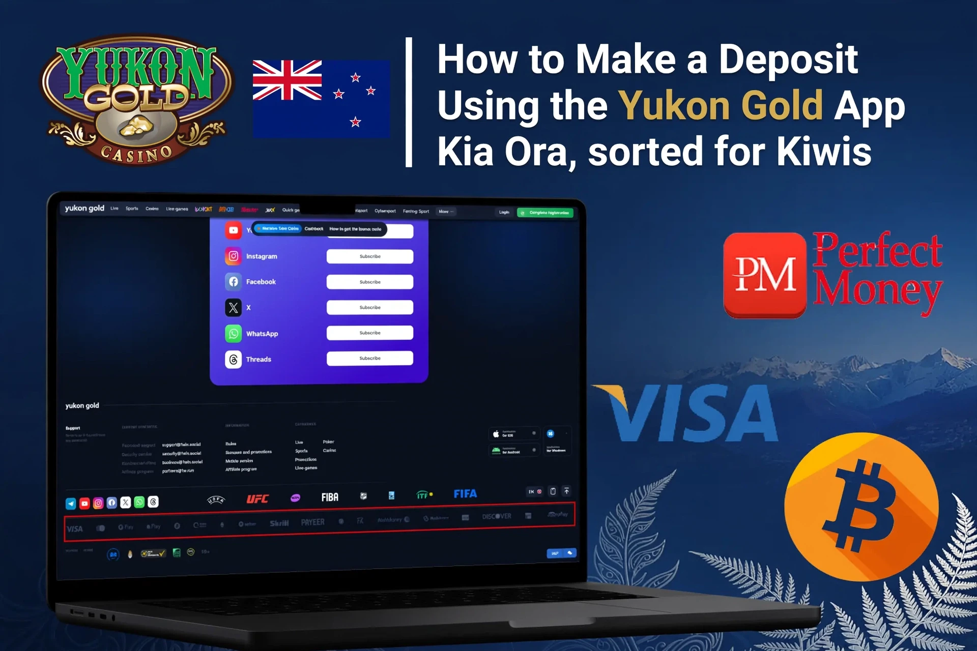 Registration process on the Yukon Gold Casino mobile app with social login options