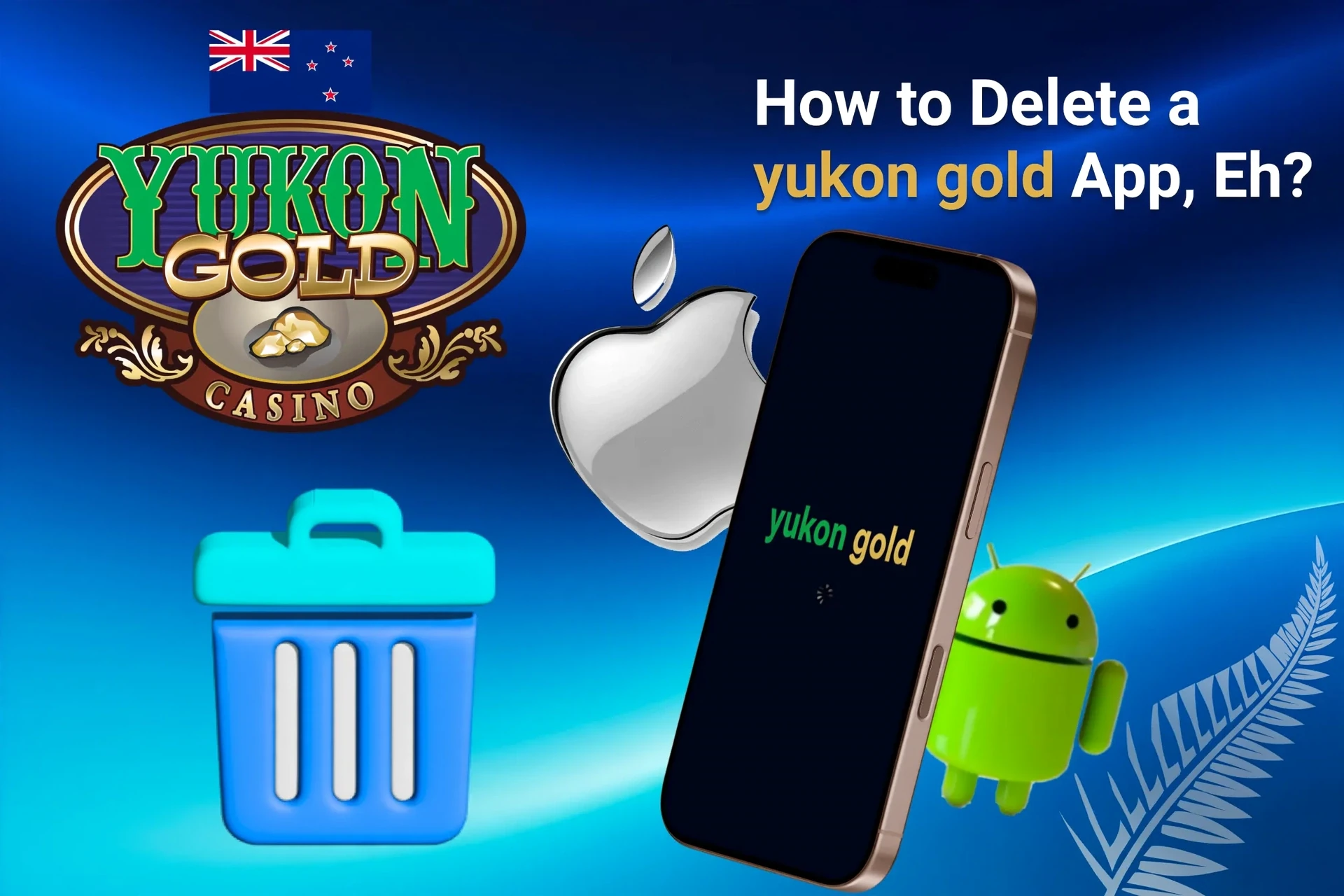 Instructions on how to delete the application from iOS and Android devices, shown with app icons