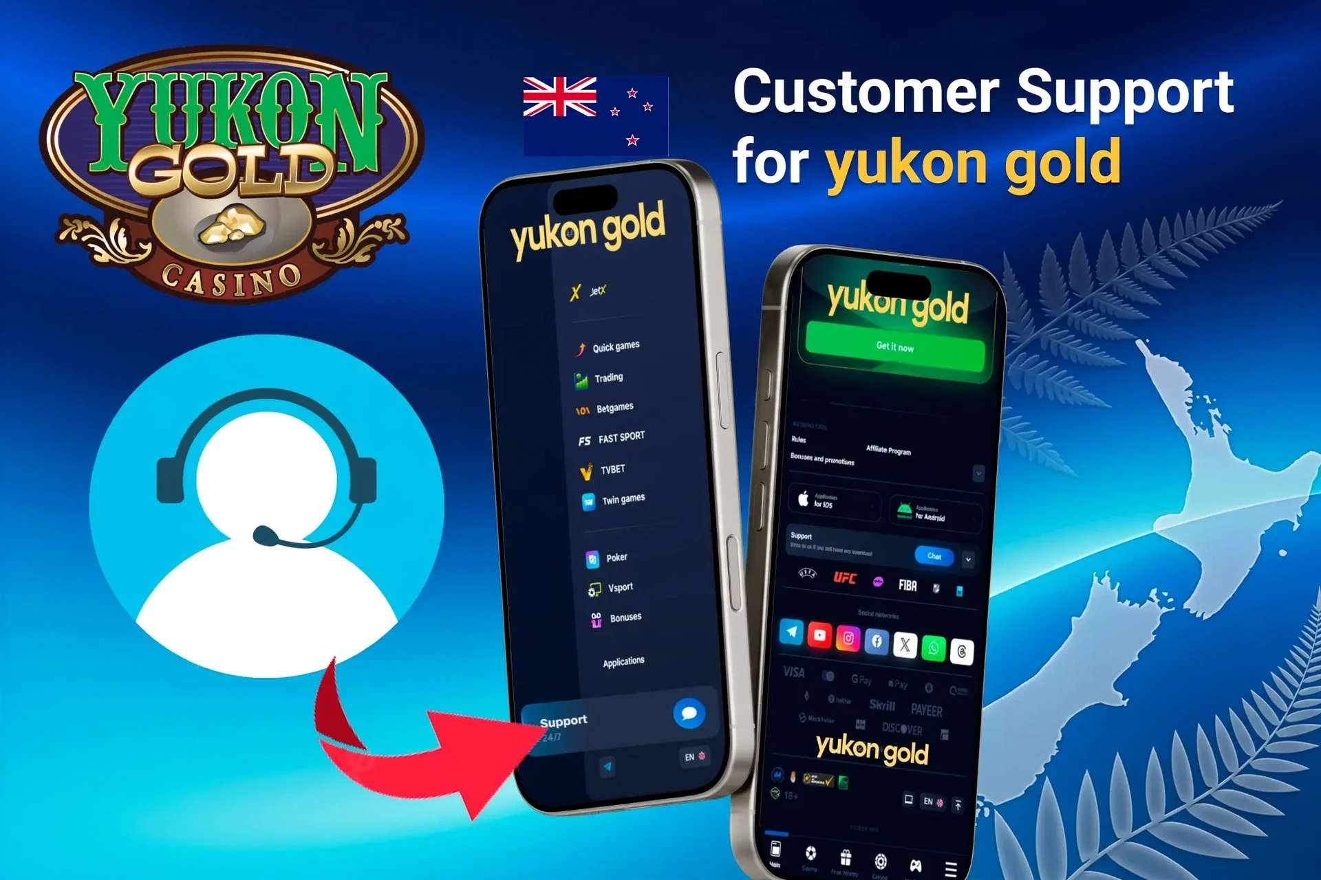 Customer support feature for the app, highlighting options for contacting support through the app