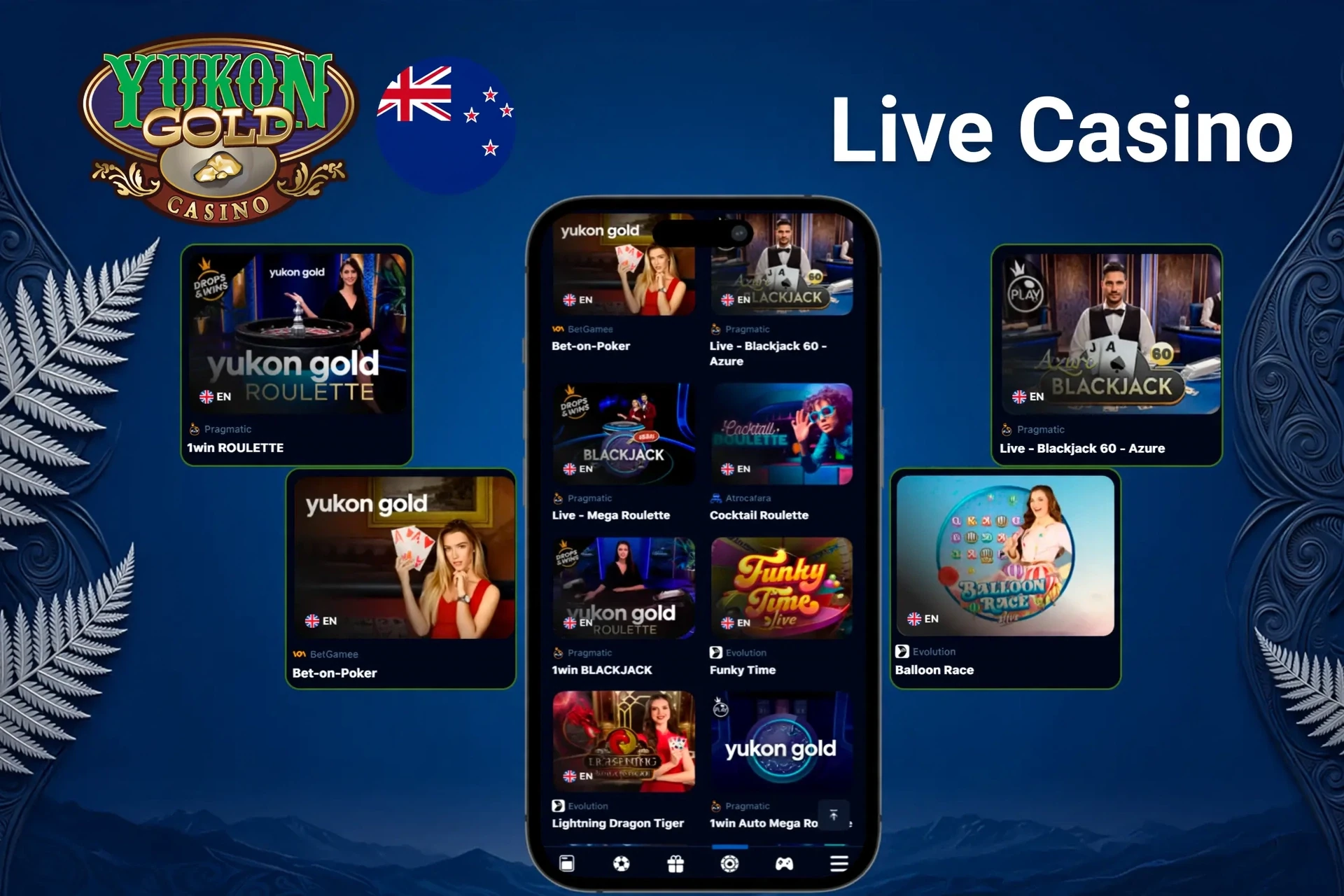 Live casino tables and dealer-hosted games available on mobile and desktop