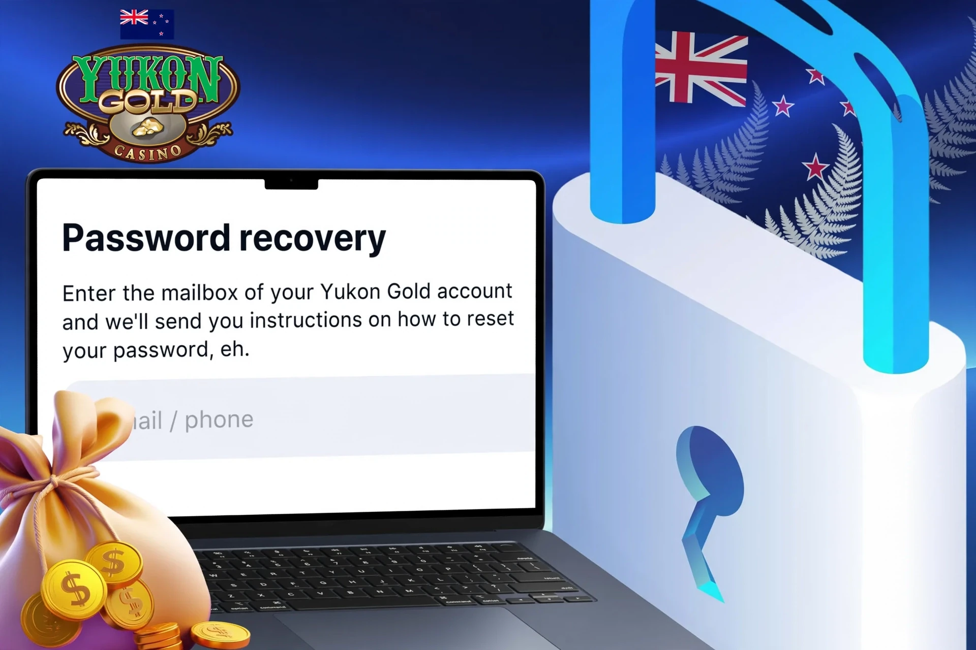 Procedure for restoring access to a Yukon Gold account in case of password loss